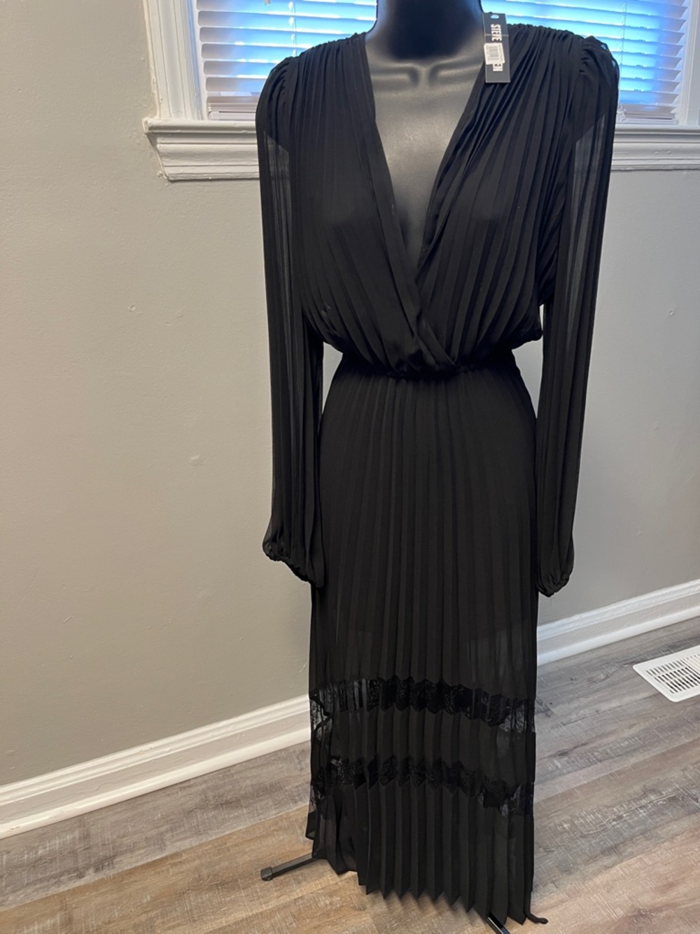 Elegant Black Pleated Dress from Steve Madden